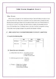 English Worksheet: Mid Term Test 7th grade