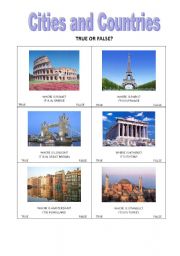 English Worksheet: Cities and Countries 