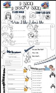 English Worksheet: likes and dislikes