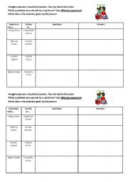 English Worksheet: pair work london