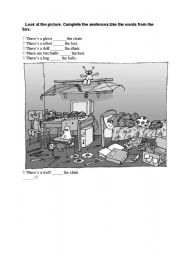 English Worksheet: prepositions of place