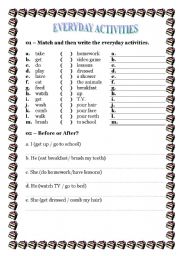 English Worksheet: Everyday Activities