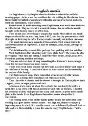 English Worksheet: English meals