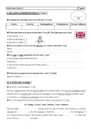 English Worksheet: reading comprehension writing test