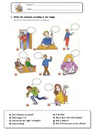 English Worksheet: Classroom Language 