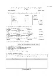 English Worksheet: Quiz for 8th Grade learners, Unit Friendship Rules