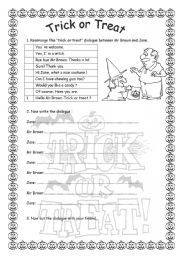 English Worksheet: Trick or Treat Dialogue