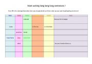 English Worksheet: Start writing long long long sentences