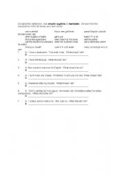 English worksheet: Practicing Modals - Should/Ought To/Had Better