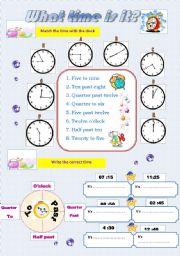English Worksheet: What time is it?
