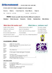 English Worksheet: at the restaurant