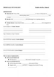 English Worksheet: Physical Fitness for Life