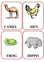 English Worksheet: animals flashcards