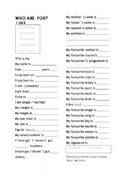 English Worksheet: who are you
