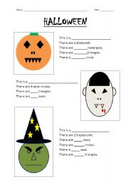 English Worksheet: Halloween - shapes 