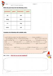 English worksheet: past tense worksheet