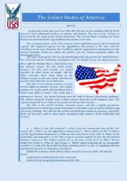 English Worksheet: the USA part 1