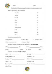 English worksheet: Counting in 10x