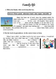 English Worksheet: family life