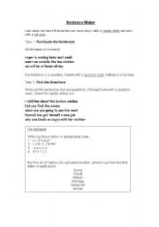 English worksheet: Sentence Maker