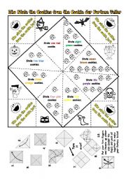 English Worksheet: Who Stole The cookies from The cookie Jar Fortune Teller + Halloween+ colour version