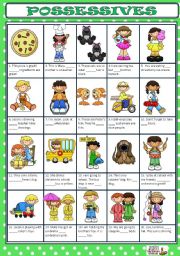 English Worksheet: POSSESSIVE DETERMINERS + KEY