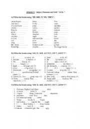 English Worksheet: PRONOUNS AND VERB TO BE