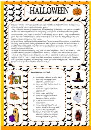 English Worksheet: Halloween Text