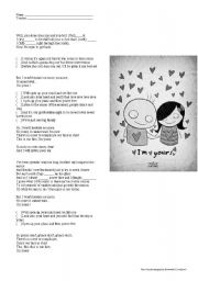 English Worksheet: im yours - working with the past