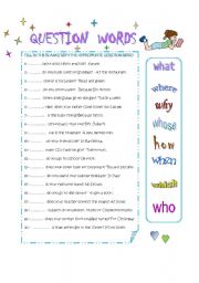 English Worksheet: QUESTION WORDS