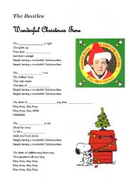 English Worksheet: A song -Wonderful Christmas time- by The Beatles