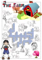 THE FARM - CROSSWORD ACTIVITY  WITH THE FARM ANIMALS