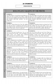 English Worksheet: Role-cards Nivel A1