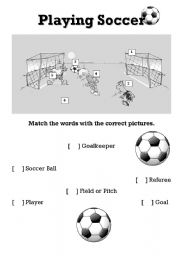 English Worksheet: Playing soccer