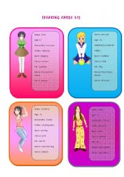 English Worksheet: SPEAKING CARDS1/2