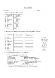 English Worksheet: comparatives