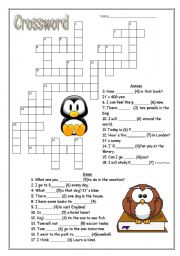 English Worksheet: Crossword