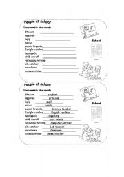 English worksheet: People at school - vocabulary