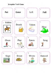 English Worksheet: Irregular verb game 