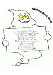 English Worksheet: Glen the Good Ghost