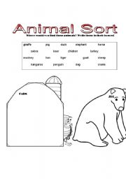 English worksheet: Animal Sort