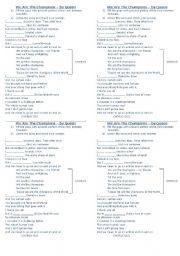 English Worksheet: we are the champions - present perfect practice