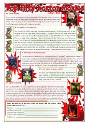English Worksheet: Top fifty horror movies (part 3/10) - writing, comprehension and zero conditional [3 pages] ***fully editable