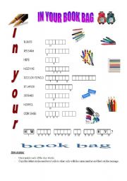 English worksheet: In your book bag