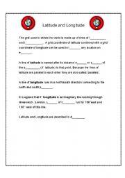 English Worksheet: Lines of latitude and longitude