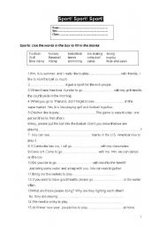 English worksheet: sports