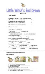 English Worksheet: Little Witchs Bad Dream Reading worksheet