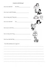 English worksheet: complete with feelings!