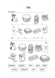 English Worksheet: Food I eat, I drink.