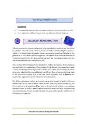 English Worksheet: Cellular Reproduction